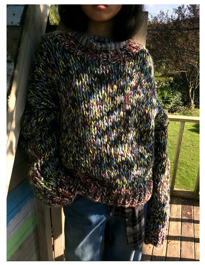 Heathered Chunky Mock-Neck Knit Sweater