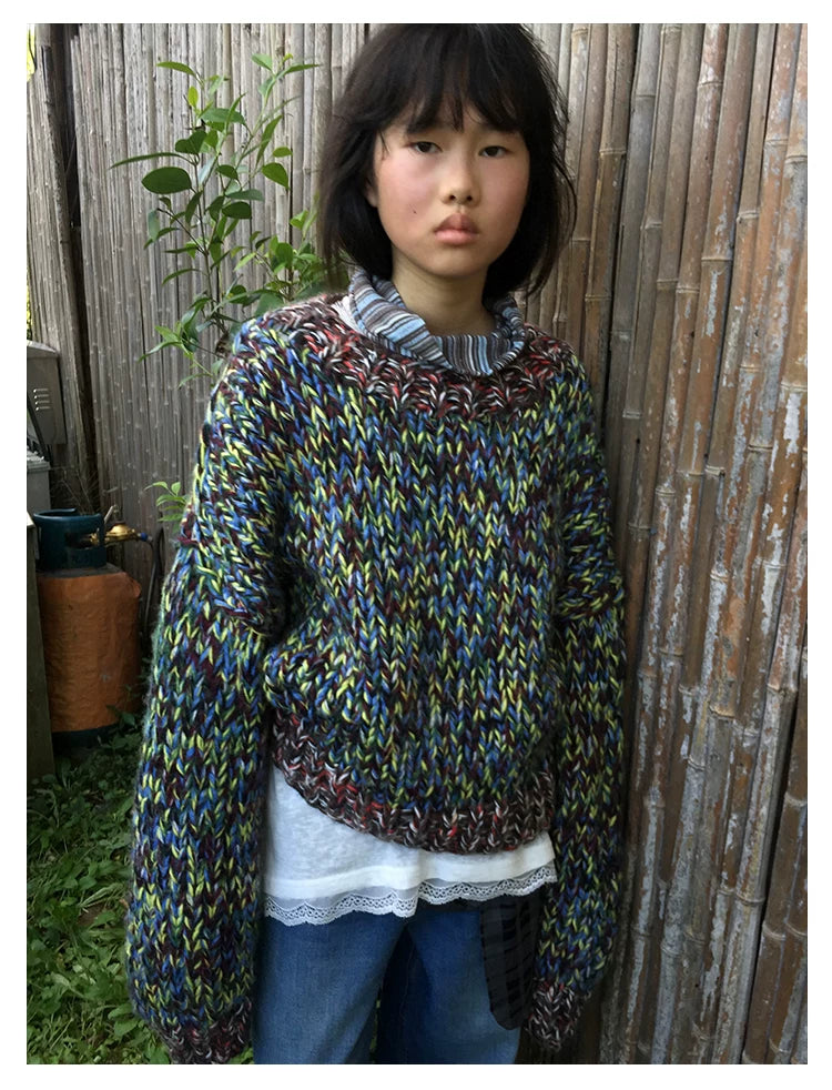 Heathered Chunky Mock-Neck Knit Sweater