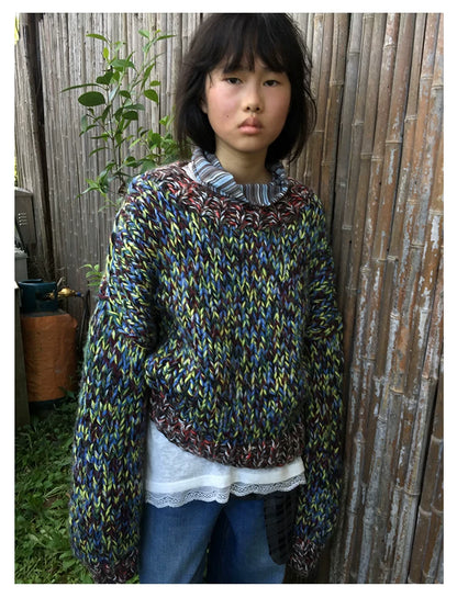 Heathered Chunky Mock-Neck Knit Sweater