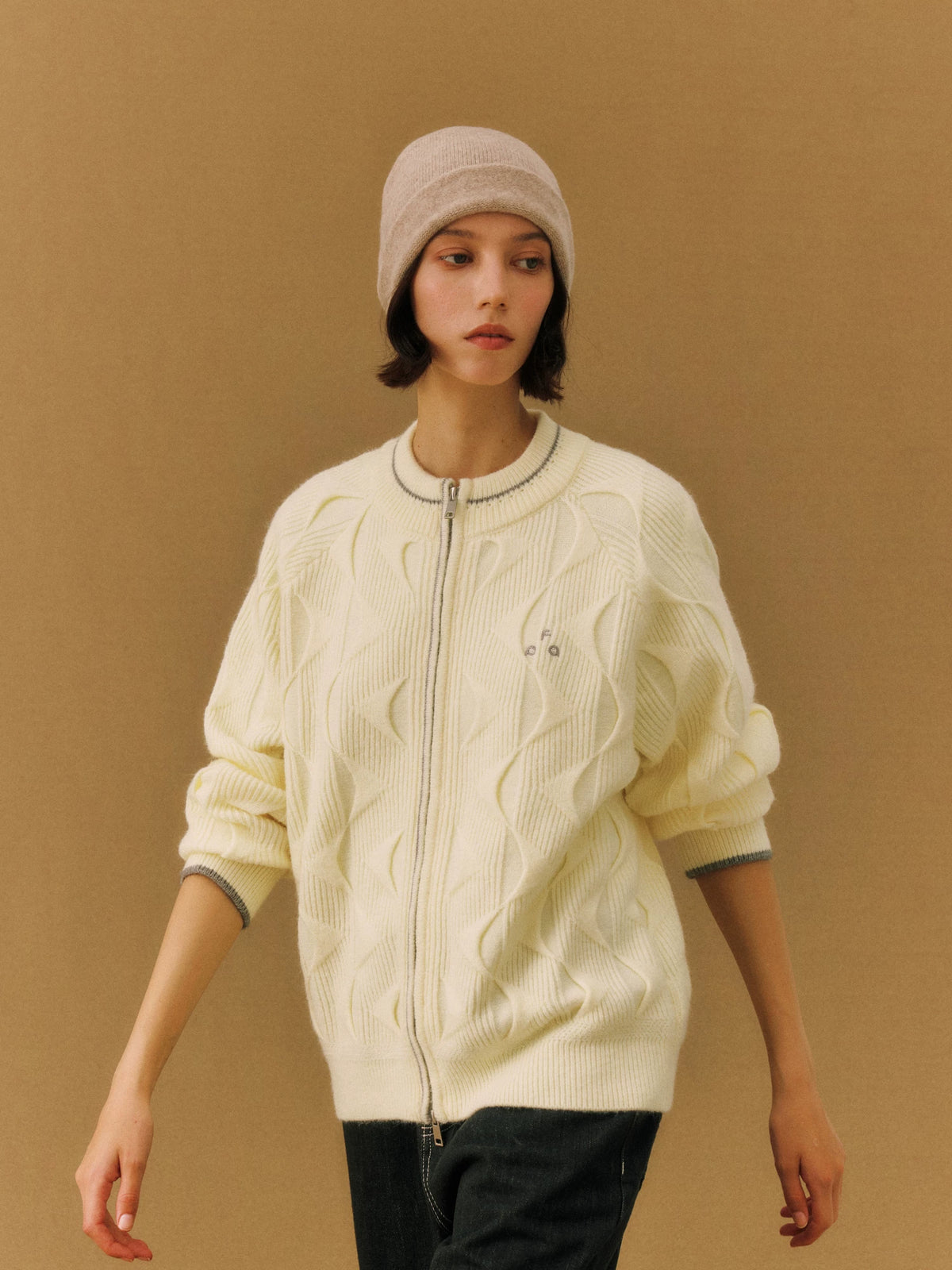 FPA Wave Cable Round-Neck Zip Sweater