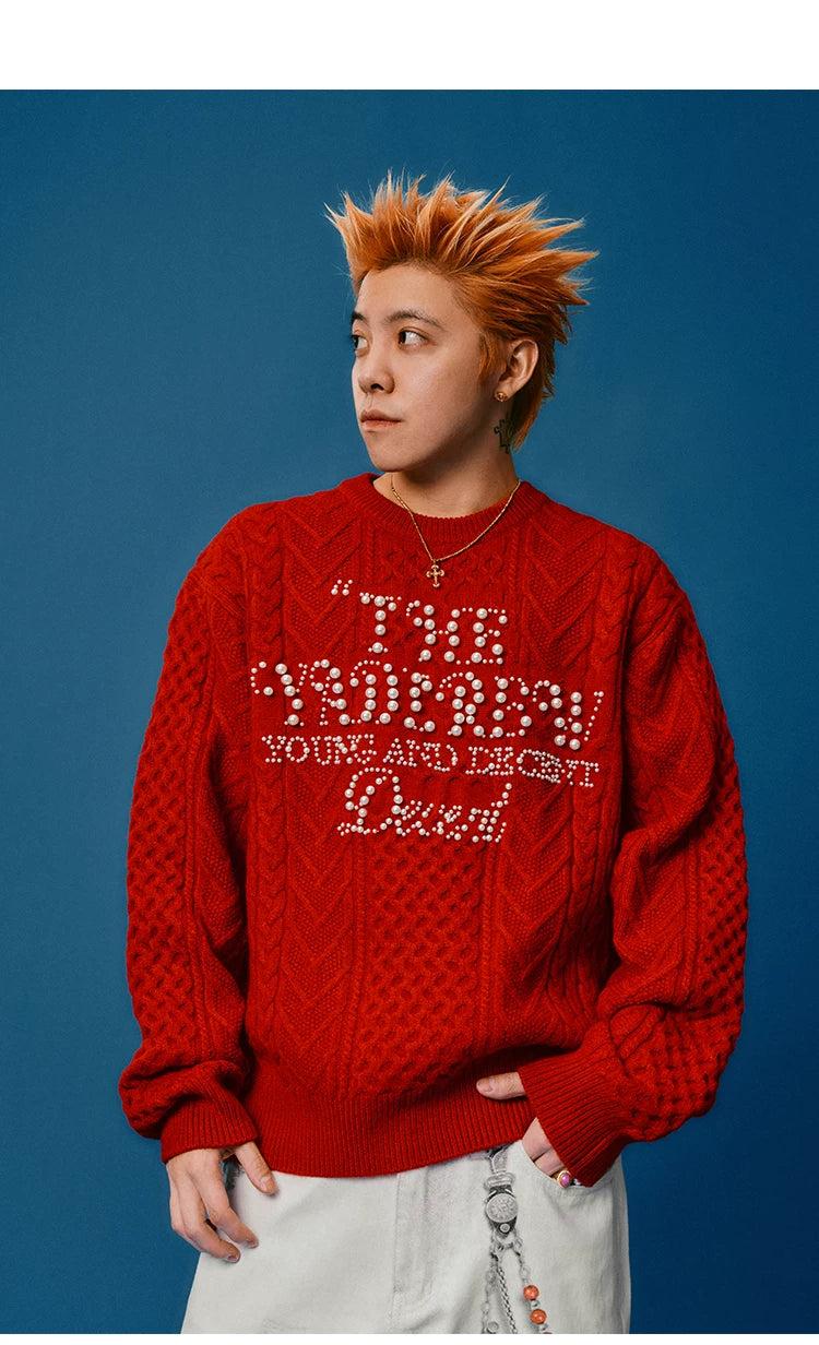Pearl Letter Knit Sweater