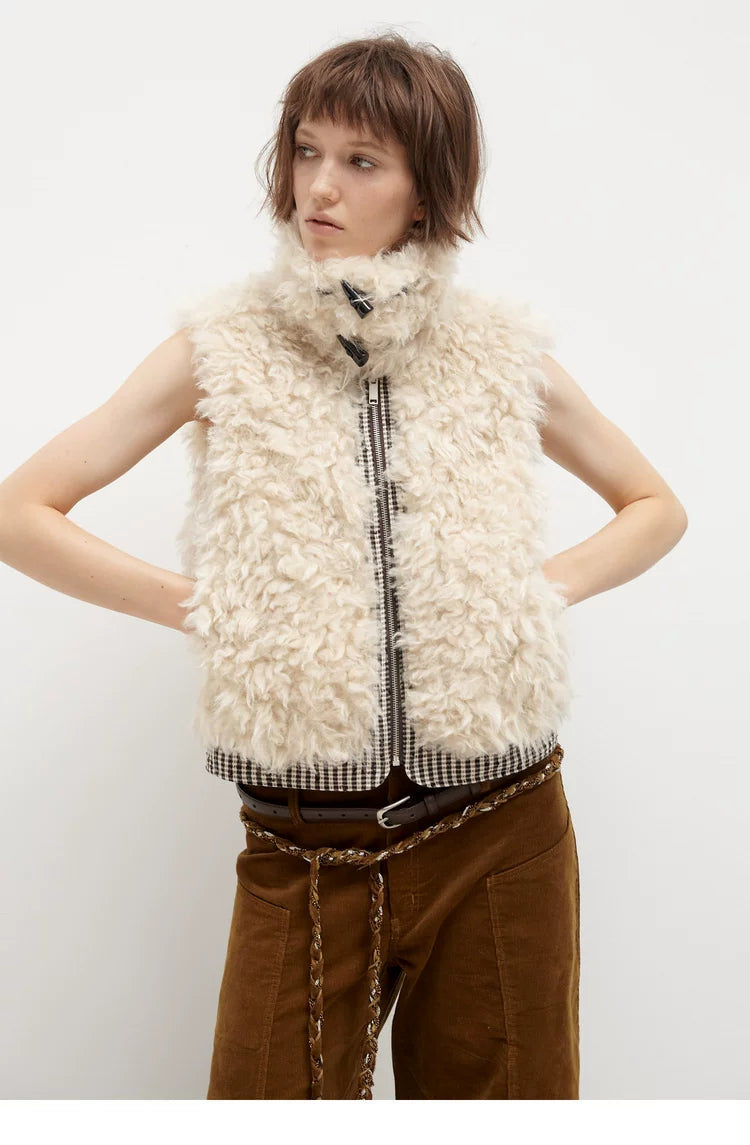 Reversible Check Fleece Vest - 360 view 2