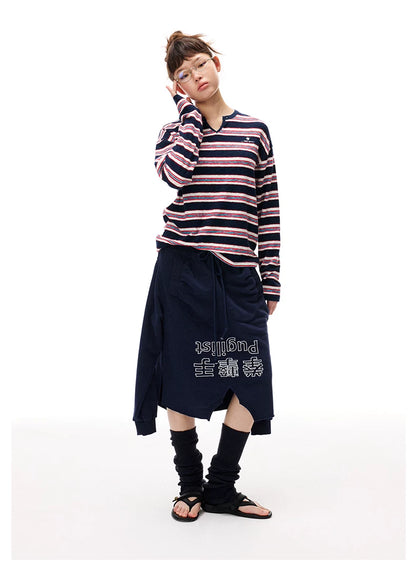 Striped V-Neck Knit Sweater