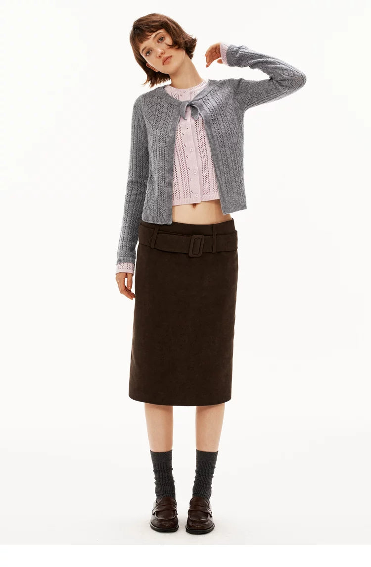 Faux-Layered Argyle Wool Cardigan - 360 view 10