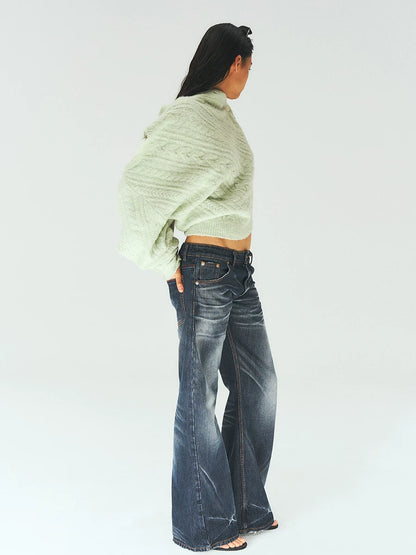 Mint Wool Blend Cable Knit Sweater product photo