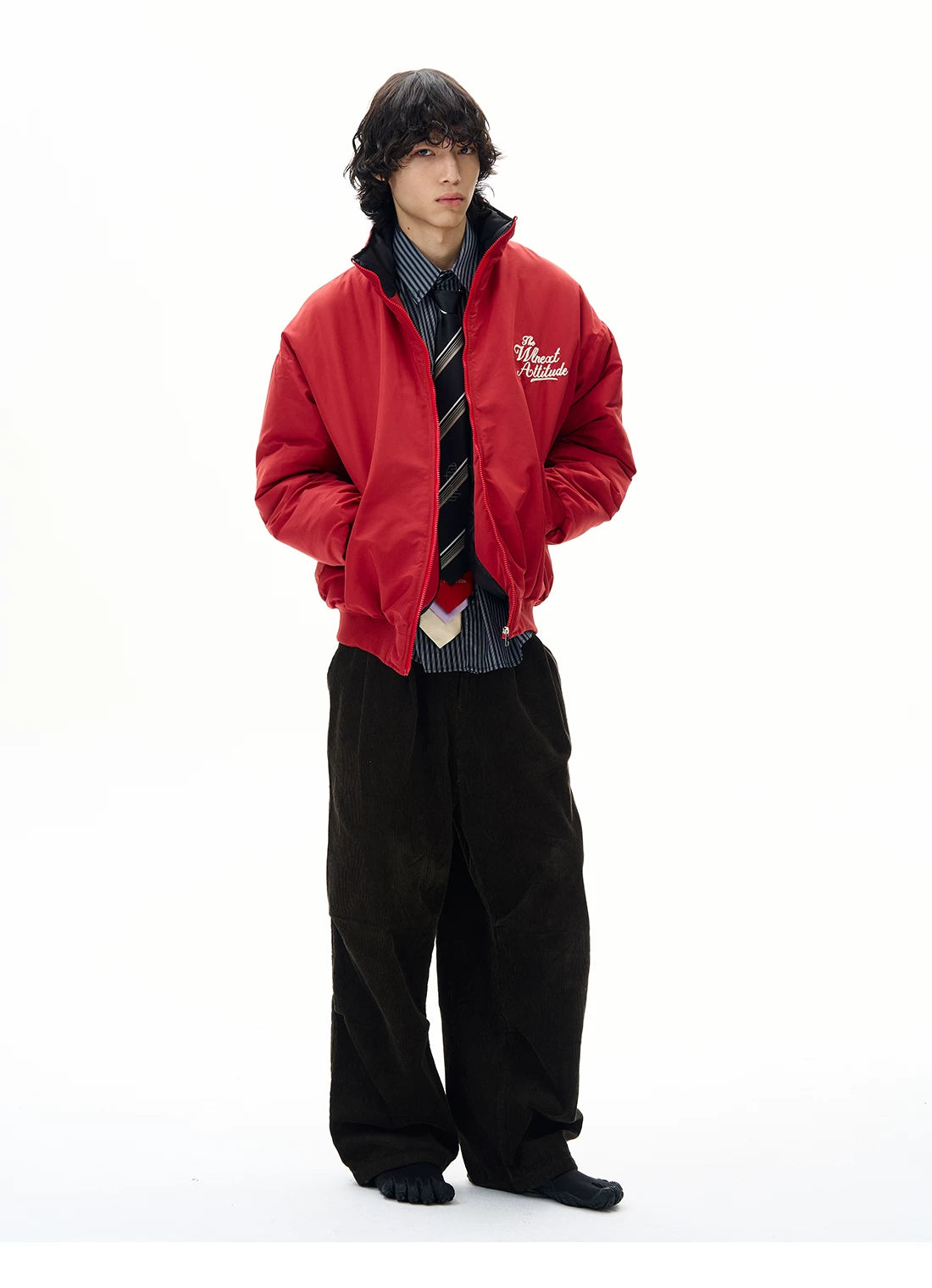 Men’s Red Embroidered Flight Jacket
