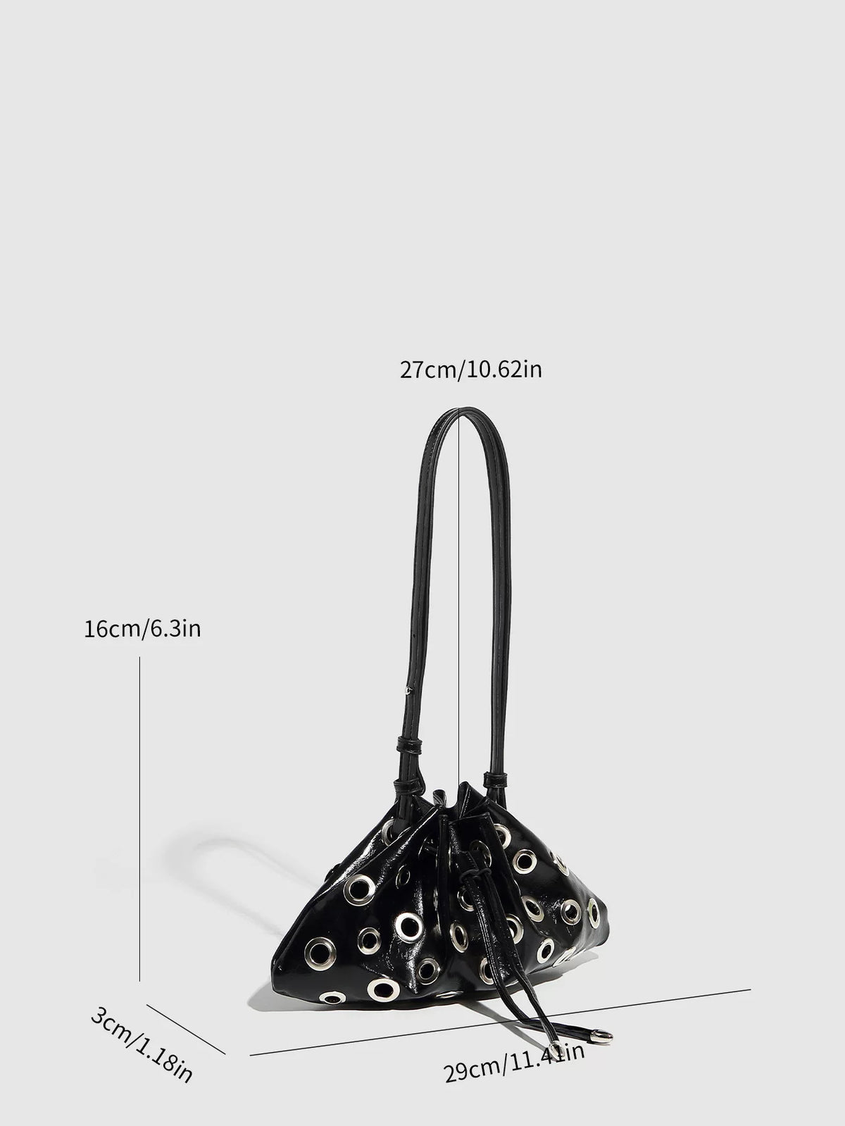 Eyelet Studded Drawstring Shoulder Bag product photo