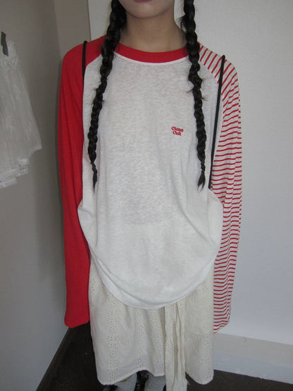 Colorblock-Raglan-Streifen-Langarmshirt