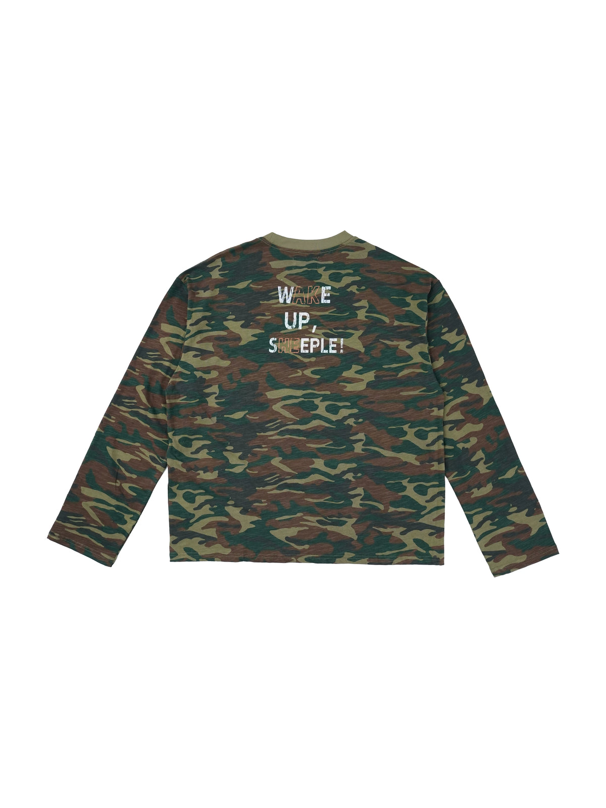 Vintage Graphic Long Sleeve T-Shirt, Camouflage back product view