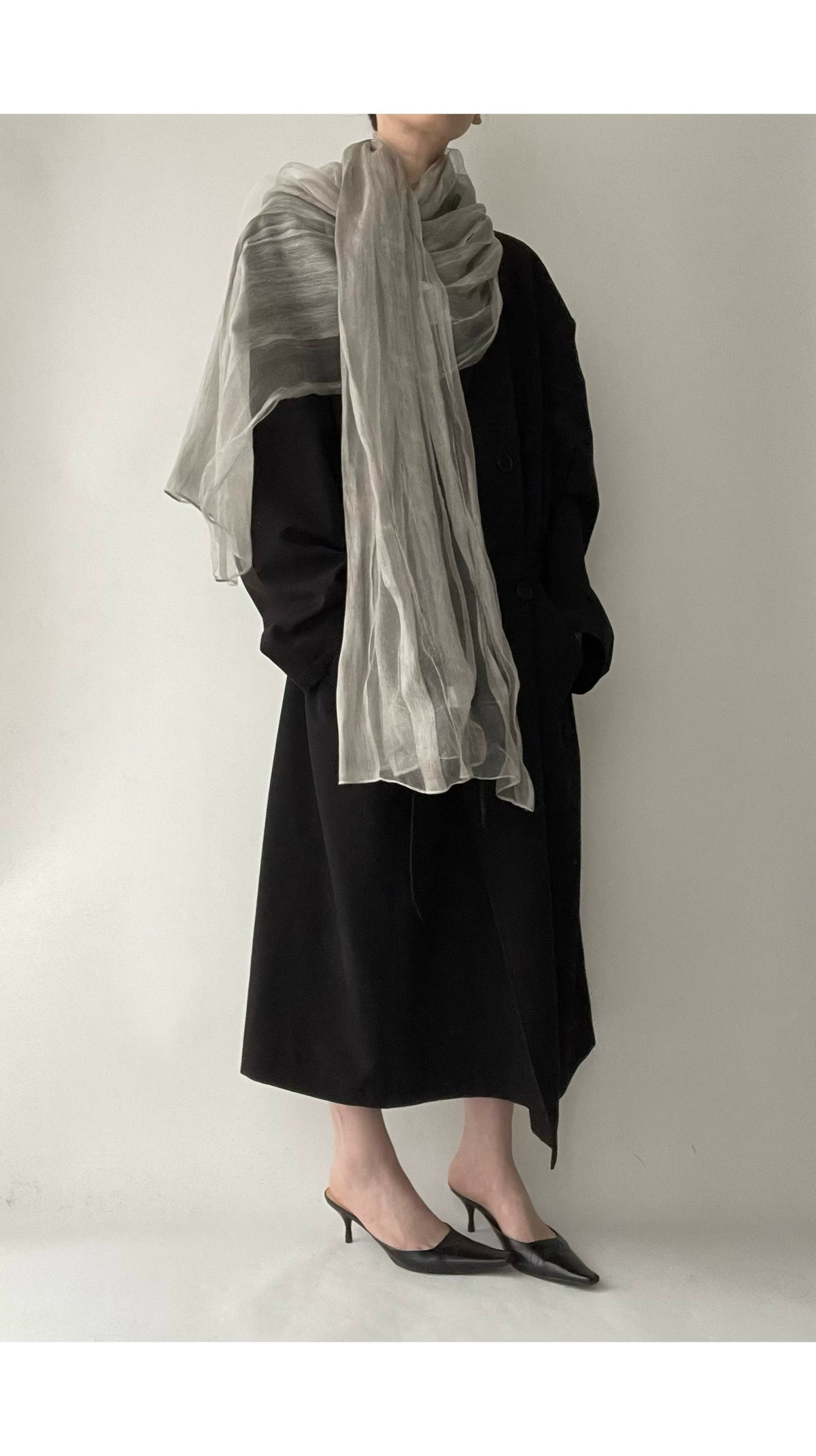 Light Gray Silk Cashmere Scarf product photo