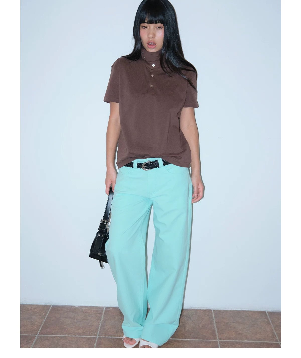 Black Horse Print Mid-Low Rise Straight-Leg Pants