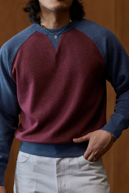 Colorblock Raglan Sweatshirt in red and blue