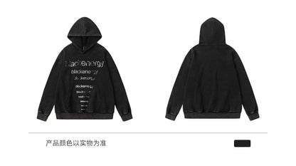 Washed Letter Print Hoodie