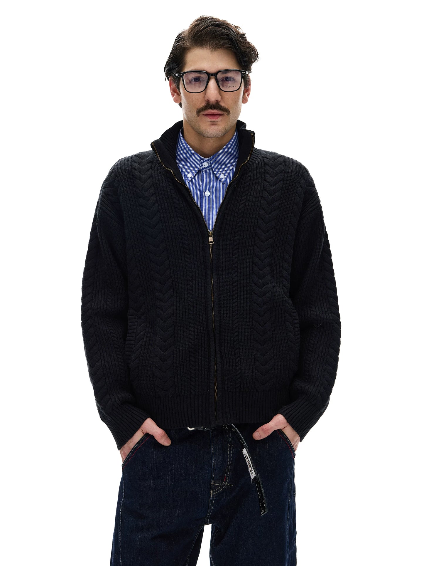Textured Cable Knit Cardigan