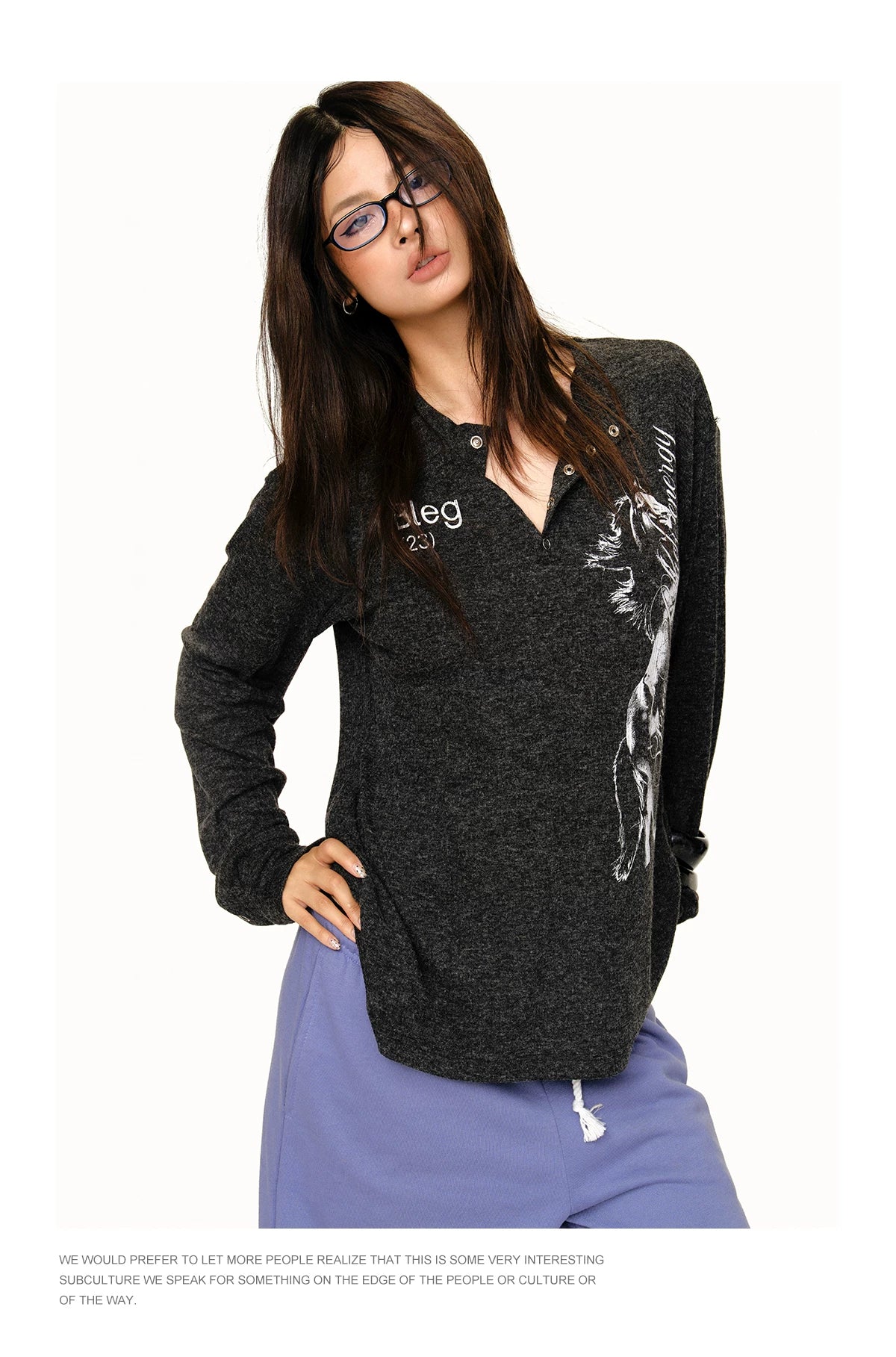 Graphic Henley Long Sleeve Shirt product photo