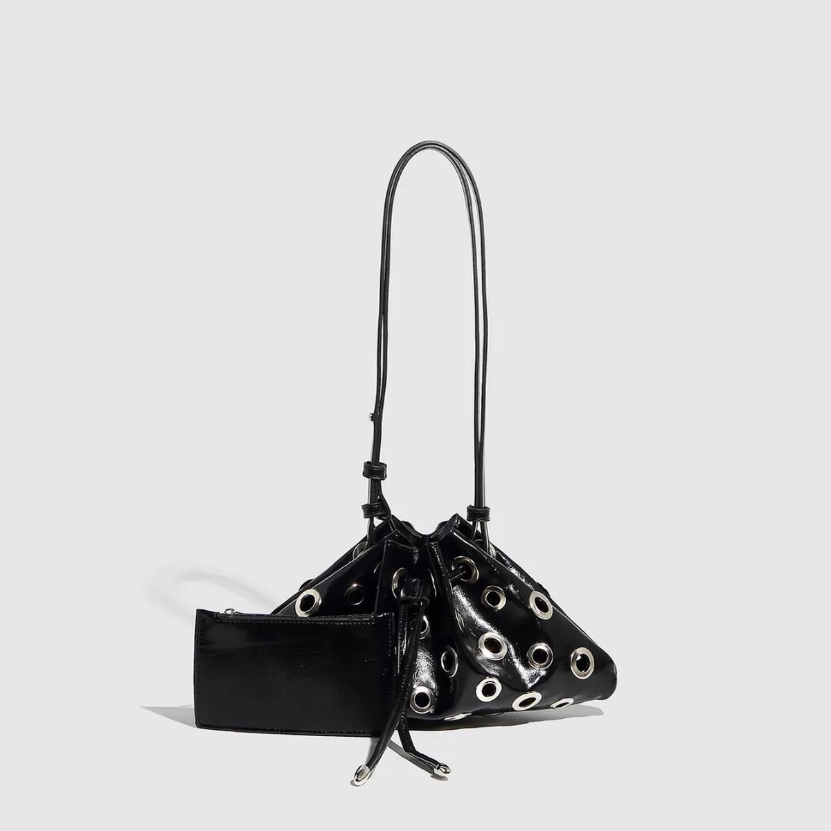 Eyelet Studded Drawstring Shoulder Bag product photo