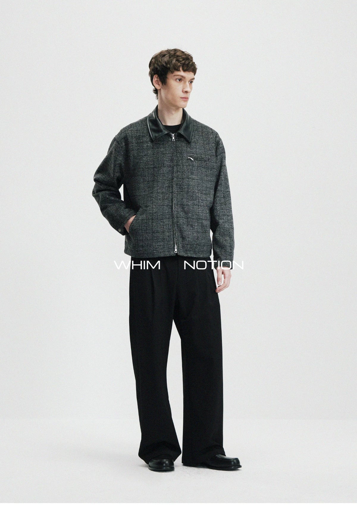 Whimnotion 25AW Wool Detroit Leather-Collar Jacket