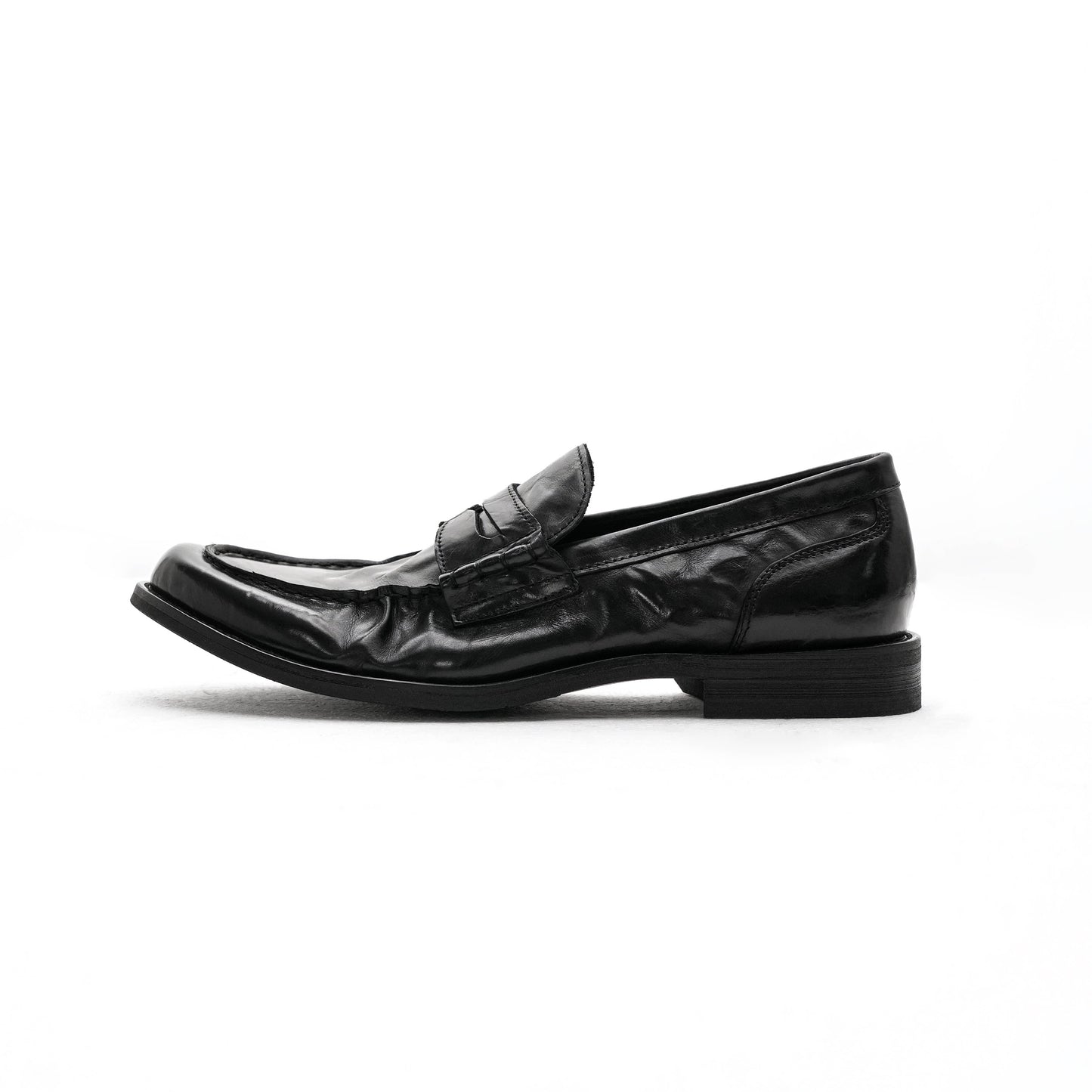Italian Calf Leather Ruched Loafers