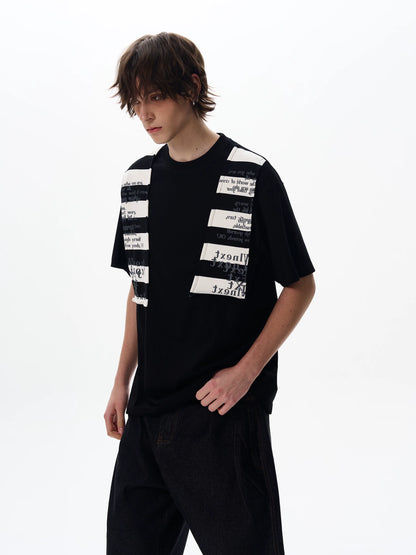 Graphic Knit-Panel Short-Sleeve T-Shirt