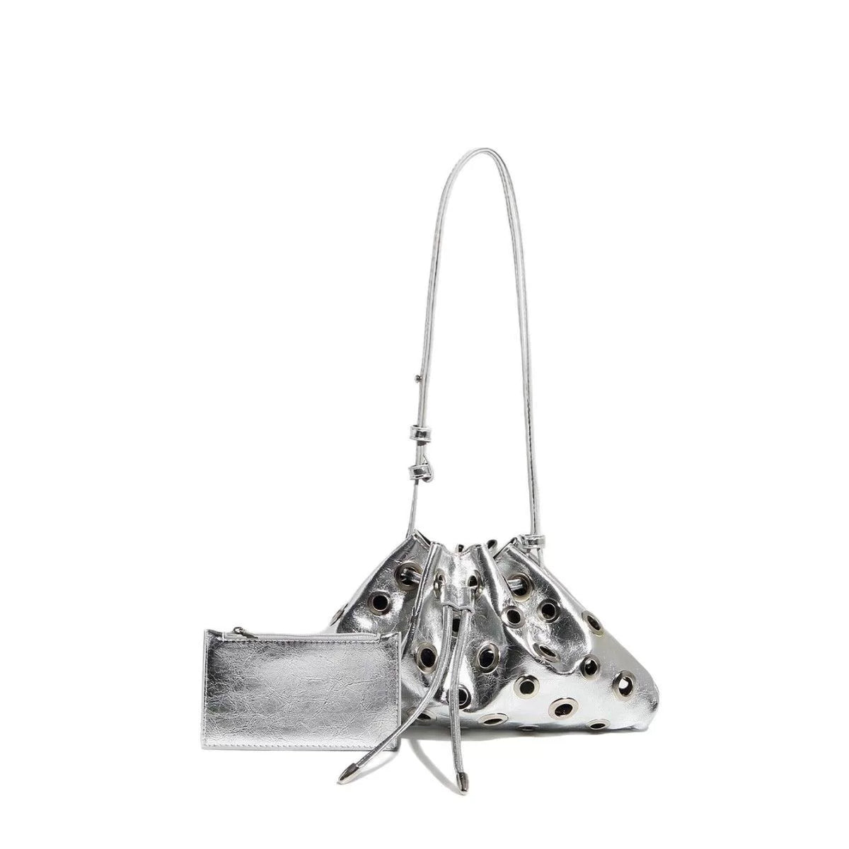 Eyelet Studded Drawstring Shoulder Bag product photo