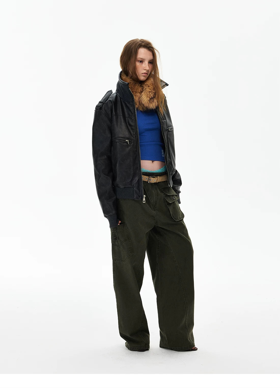 Distressed Black Leather-Look Jacket product photo
