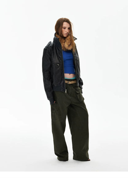 Distressed Black Leather-Look Jacket product photo