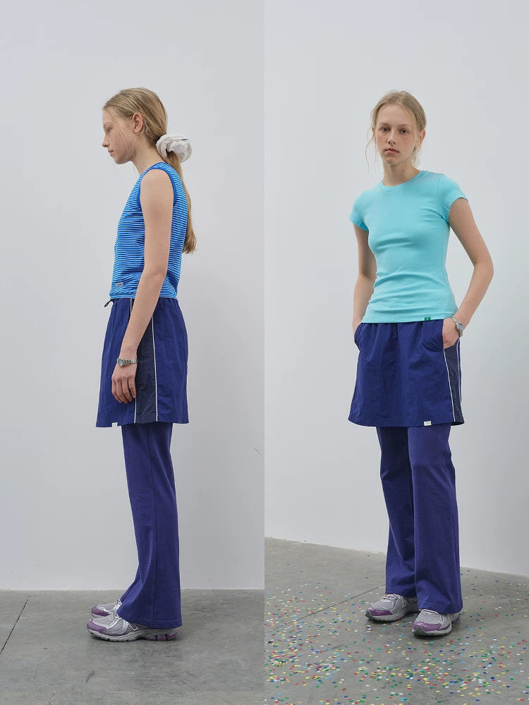 Blue Layered Skirt Trousers