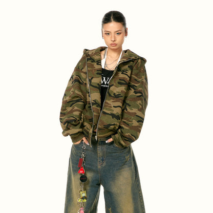 Camouflage Hooded Zip Jacket