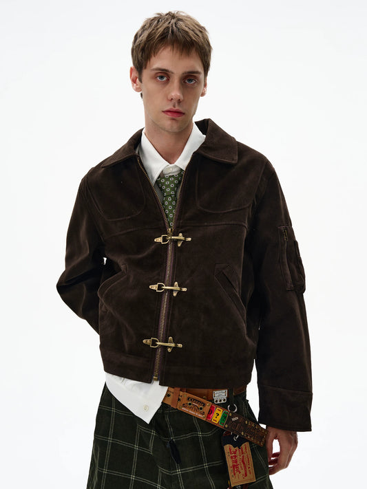 Deconstructed Clasp Suede Jacket