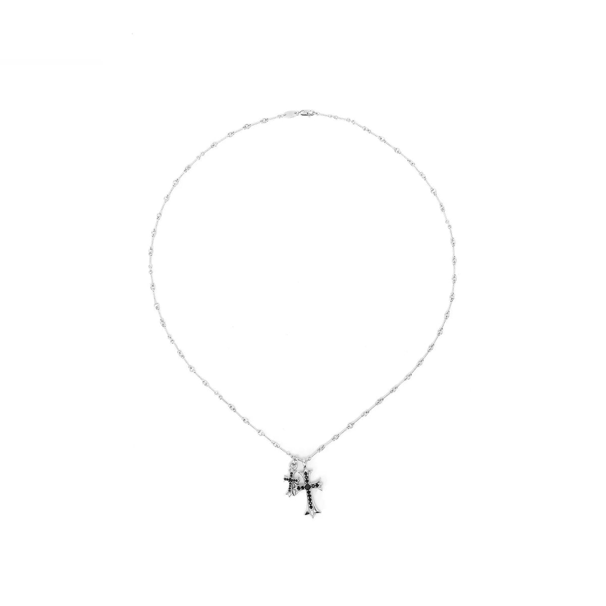 24K Gold-Plated Double Cross Crystal Necklace