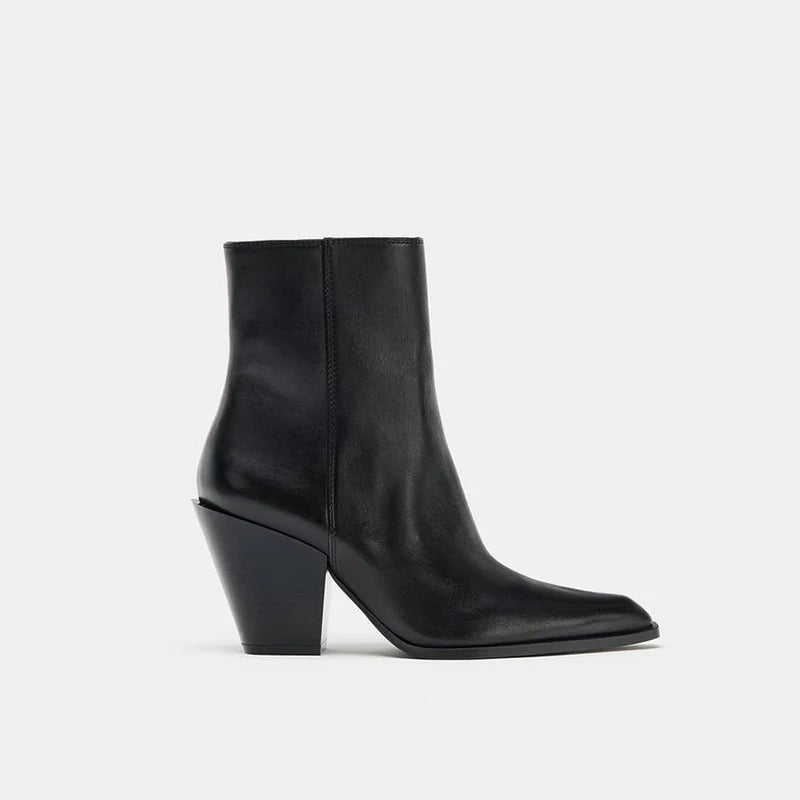Women's Leather Square Toe Western Ankle Boots