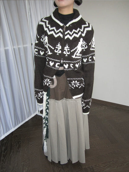 Fair-Isle-Strickpullover mit Baum-Motiv