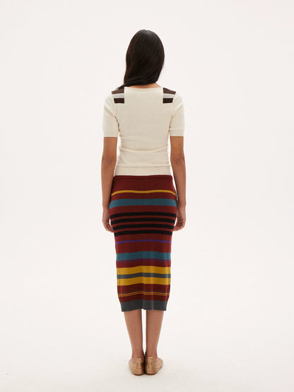 Striped Knit Midi Skirt