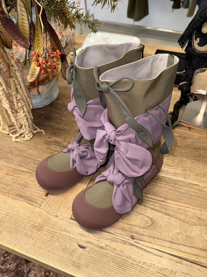 Round Toe Bow Detail Mid-Calf Boots product photo