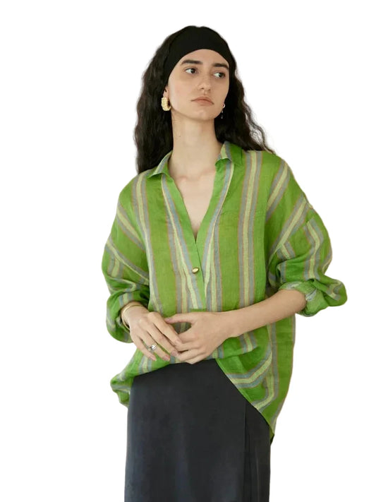 MOOFEEL Sheer Striped Ramie Shirt
