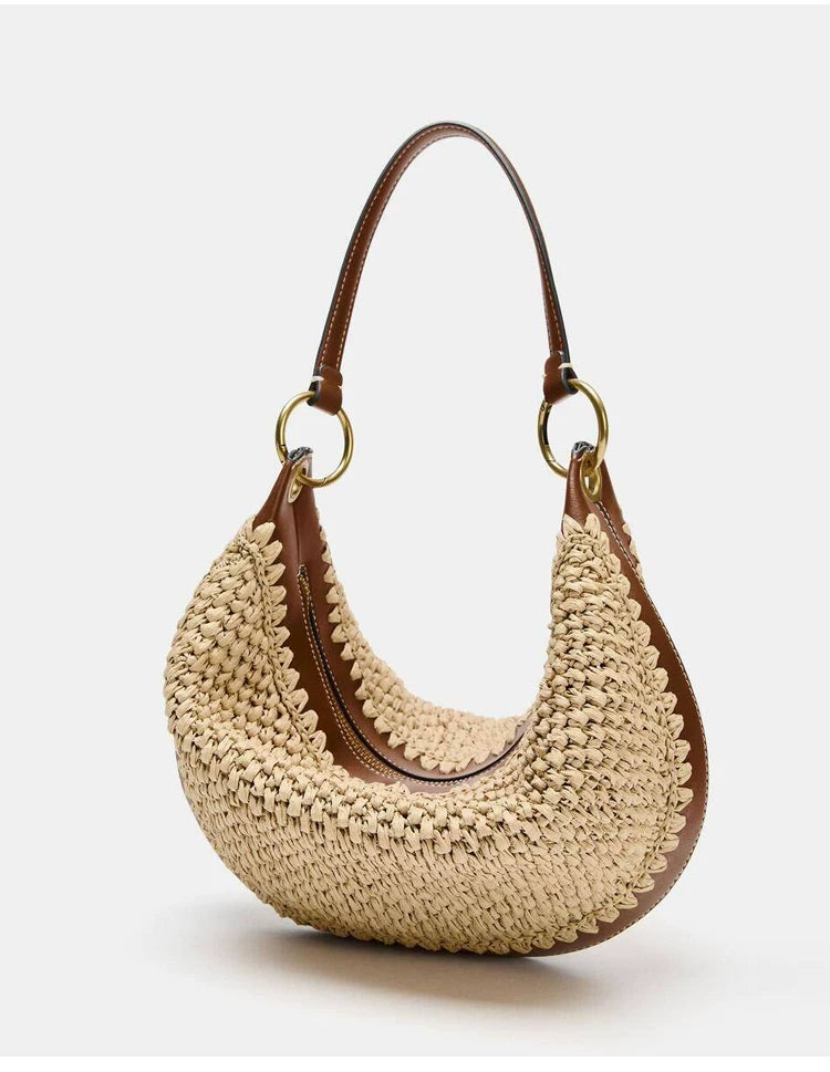 Woven Crescent Tote Bag detail 7