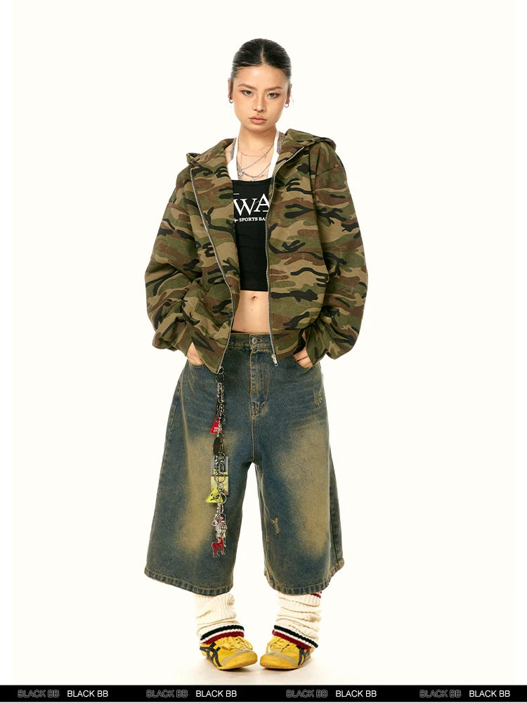 Camouflage Hooded Zip Jacket