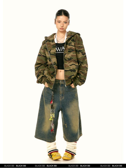 Camouflage Hooded Zip Jacket