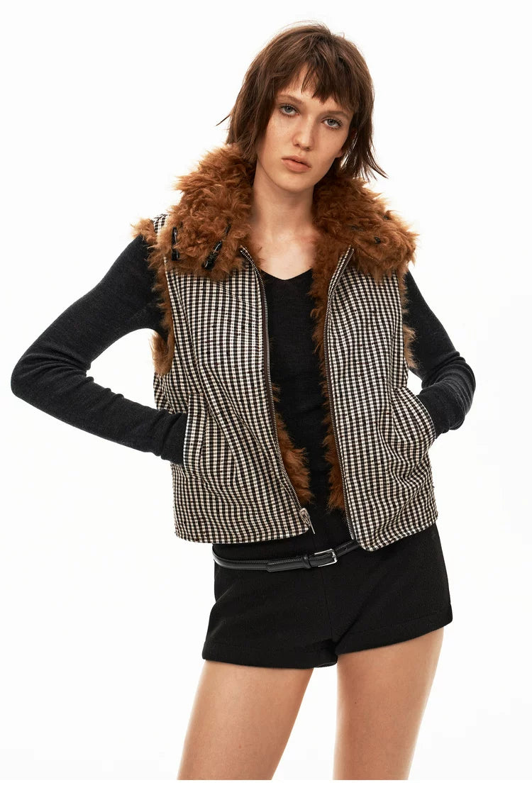 Reversible Check Fleece Vest - 360 view 30