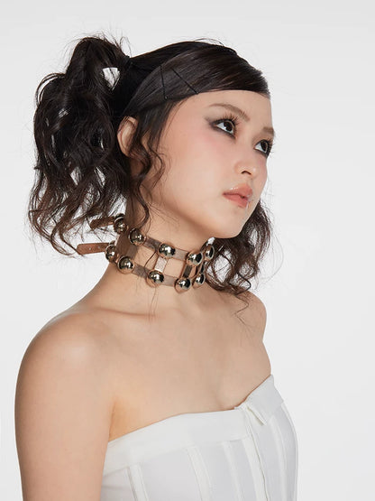 Three-Tone Adjustable Studded Choker worn view