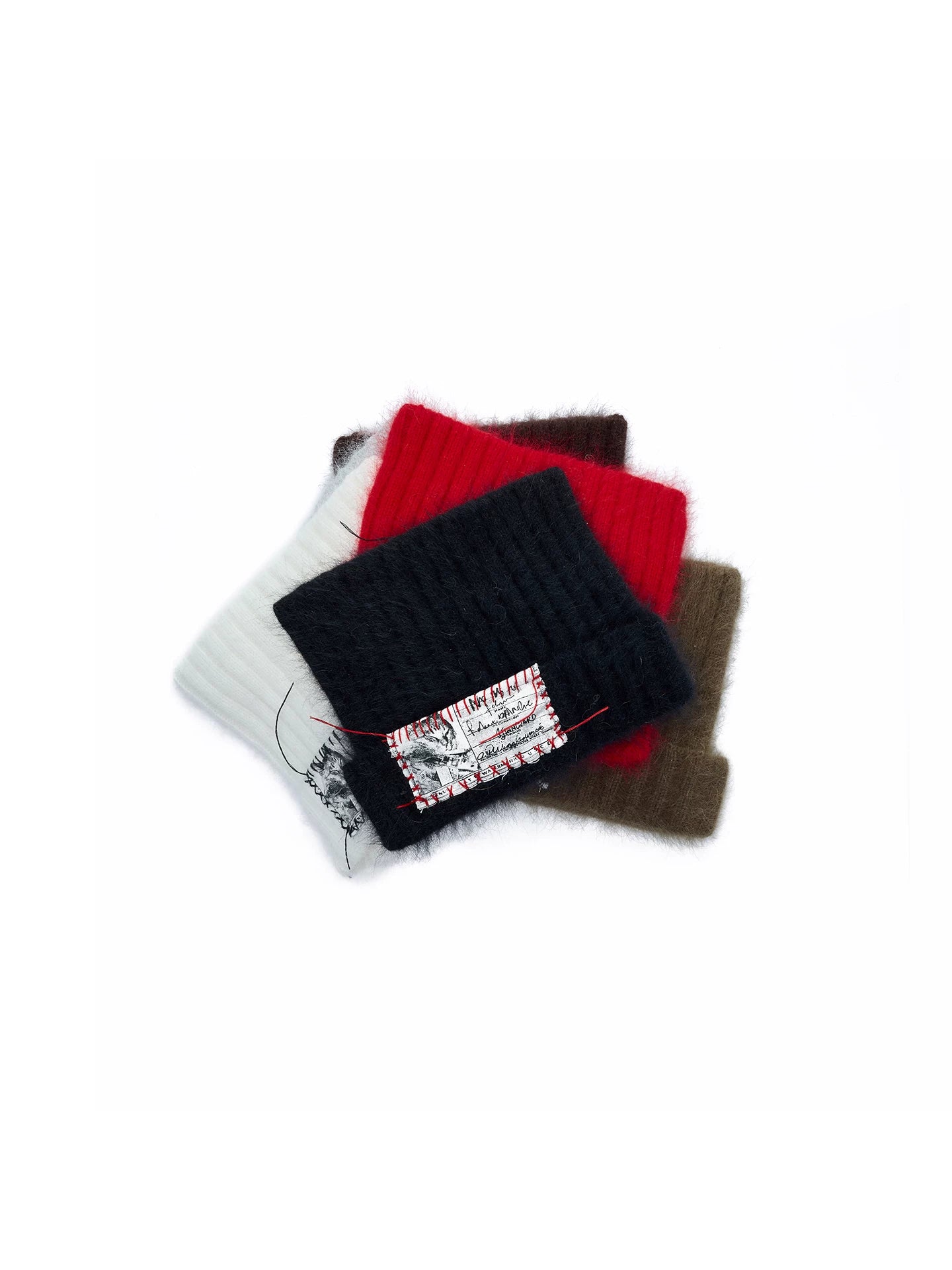 Cat Ear Faux Fur Knit Beanie with Hand-Sewn Label
