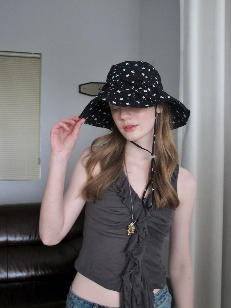 Women's Cute Bow Wide Brim Sun Hat, UV Protection Summer Bucket Hat, Face-Slimming Oversized Panama Hat