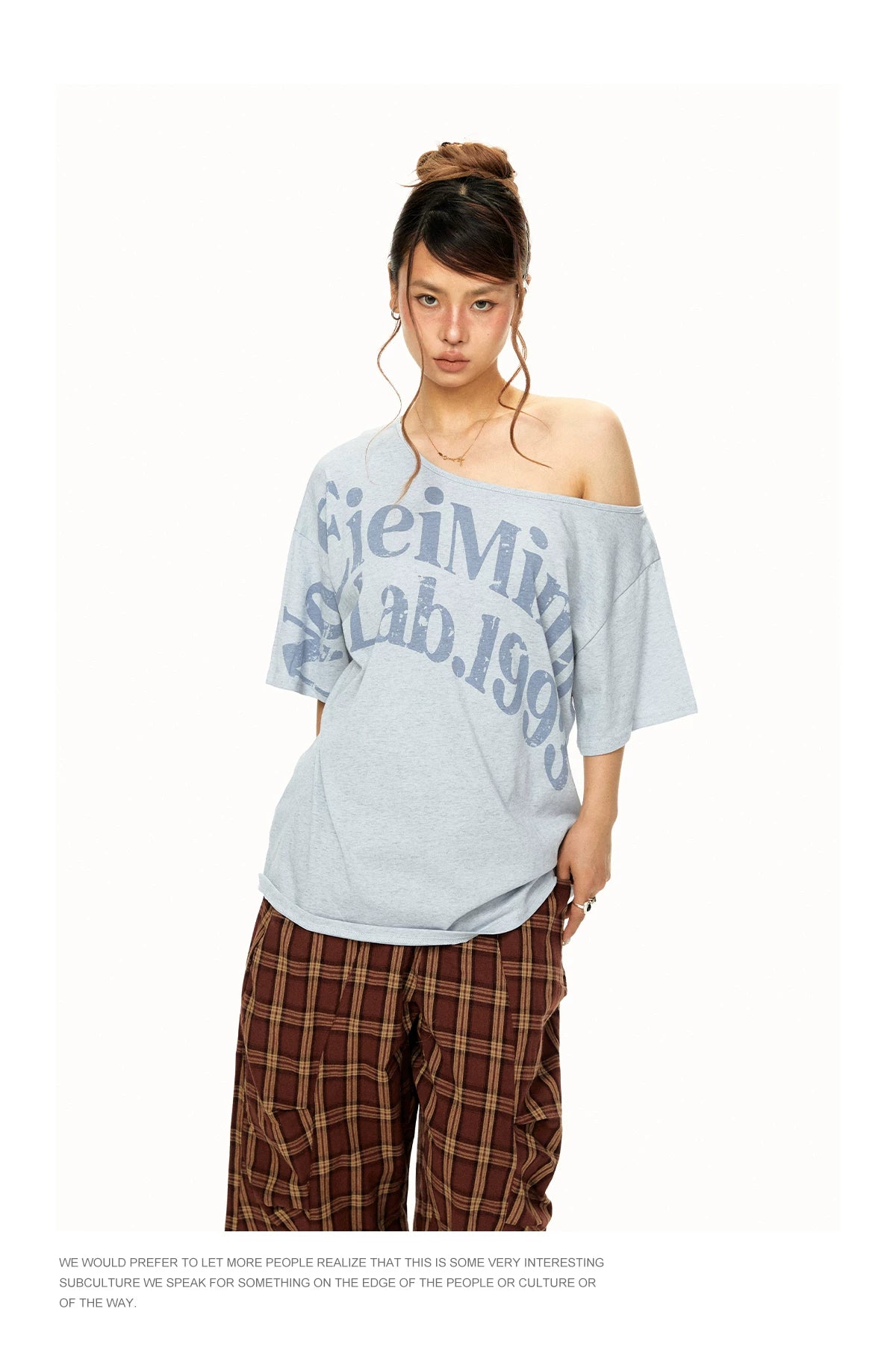 Off Shoulder Graphic T Shirt product view