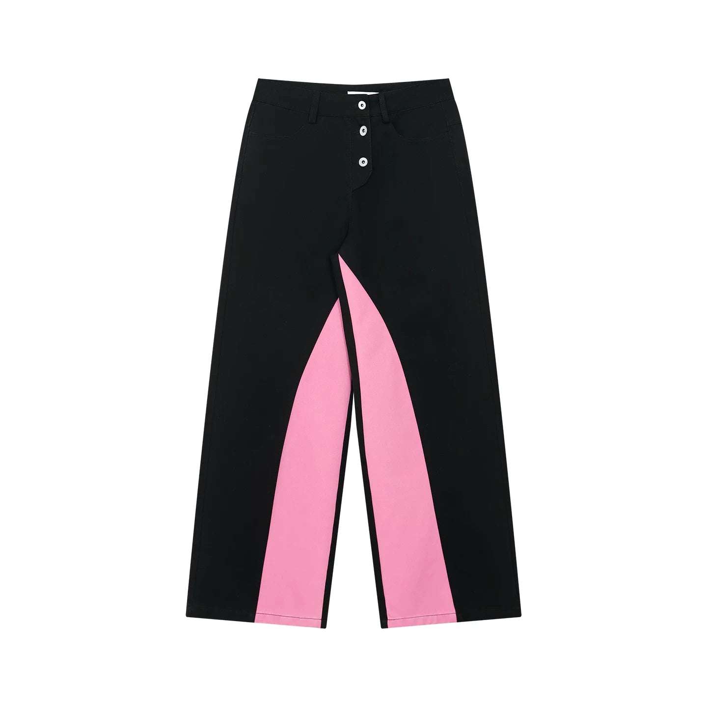 Contrast Panel Washed Wide-Leg Pants