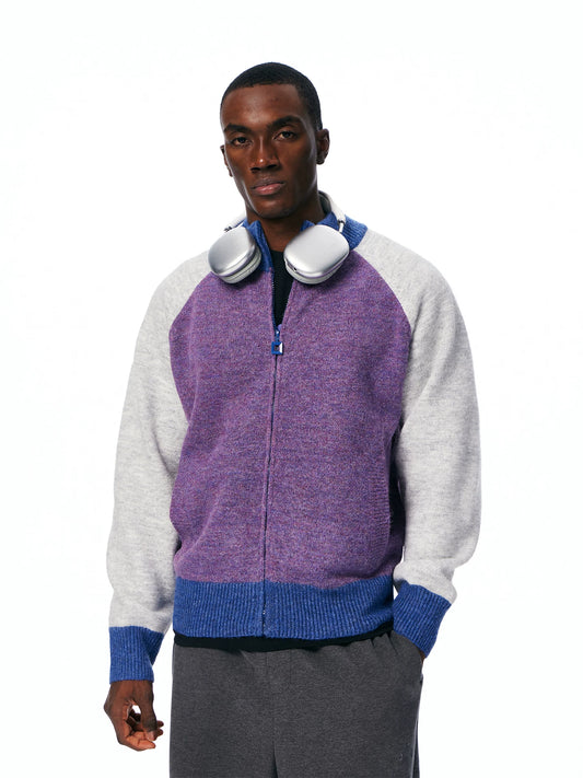 Men's Color-Block Zip Knit Cardigan product photo