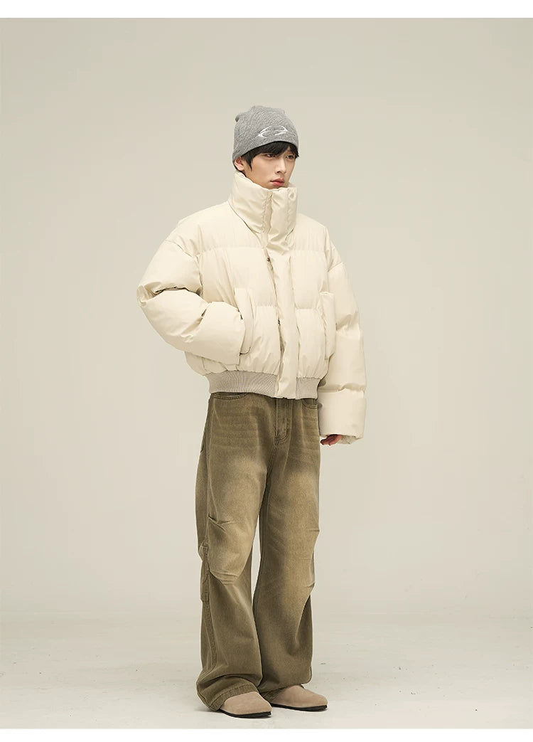 Men’s Short Puffer Jacket in light cream