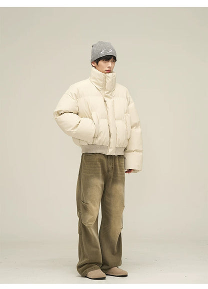 Men’s Short Puffer Jacket in light cream
