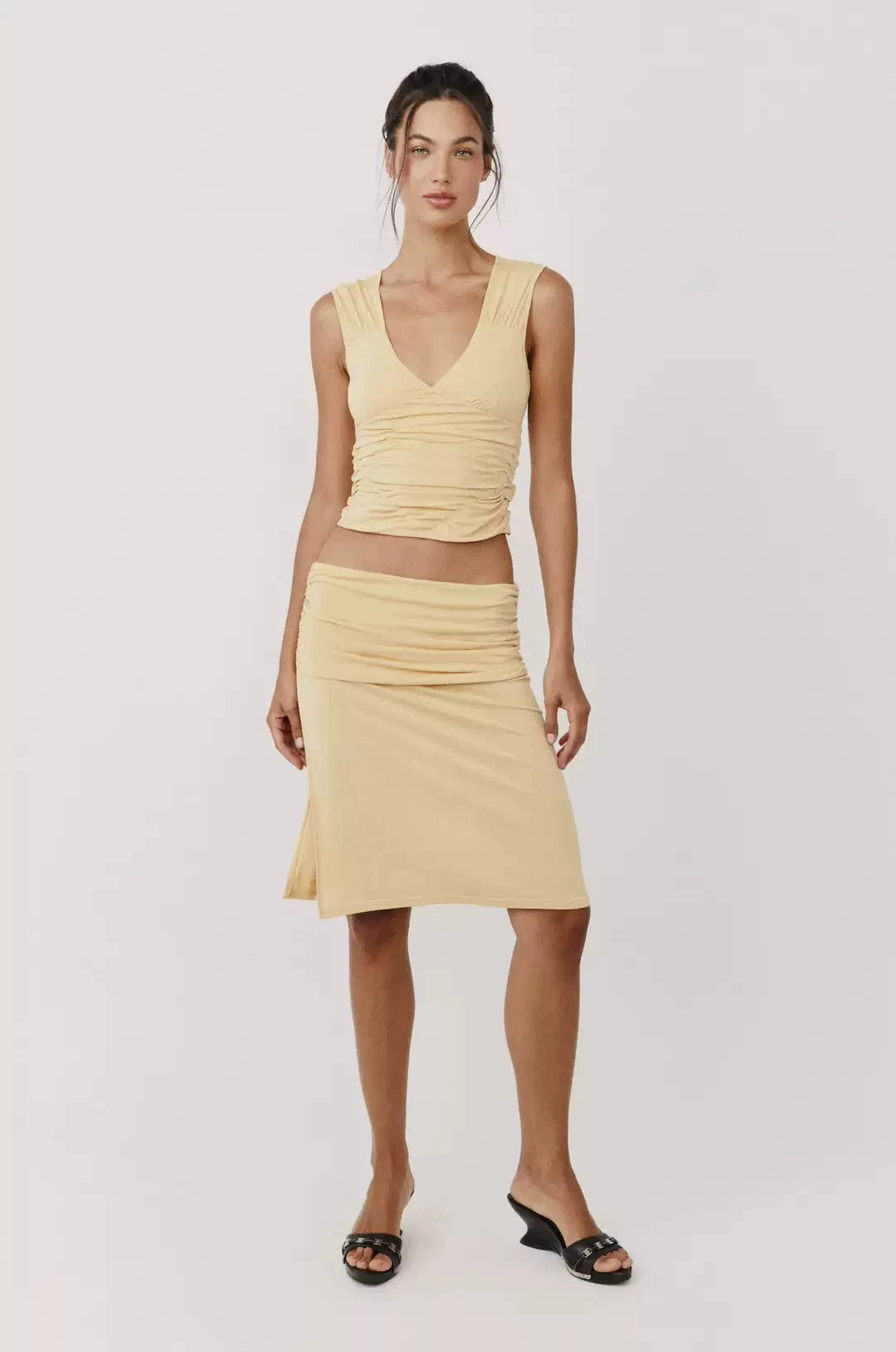 V-Neck Top & Midi Skirt - 360 view 1