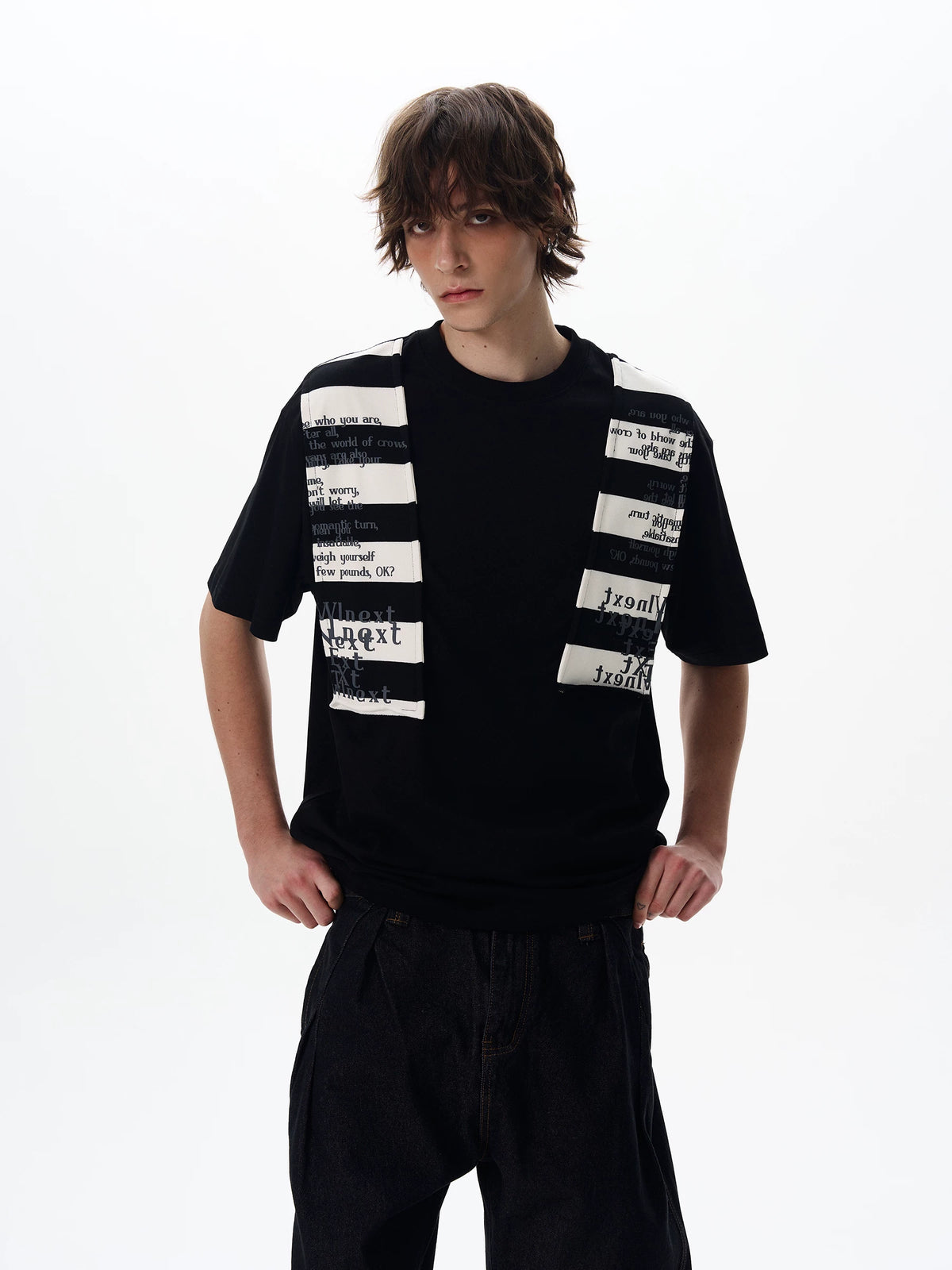 Graphic Knit-Panel Short-Sleeve T-Shirt