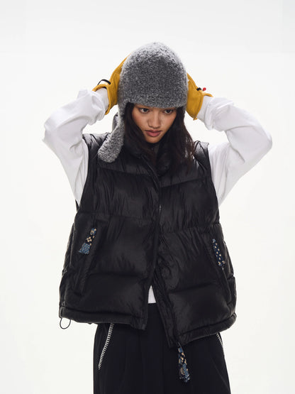 Quilted Stand Collar Puffer Vest black product view